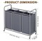 3 Bag Laundry Hamper Cart with Rolling Lockable Wheels and Removable Bags Laundry Sorter Basket Grey Laundry Organiser Cart for Clothes Storage